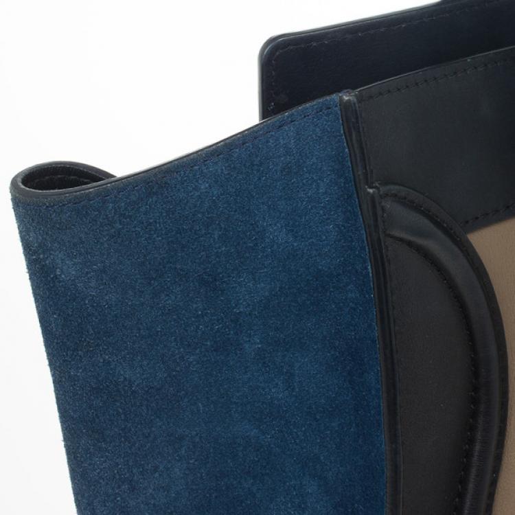 Pre Owned Celine Tricolor Mini Luggage Leather and Suede Tote 