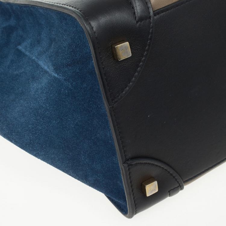 Pre Owned Celine Tricolor Mini Luggage Leather and Suede Tote 