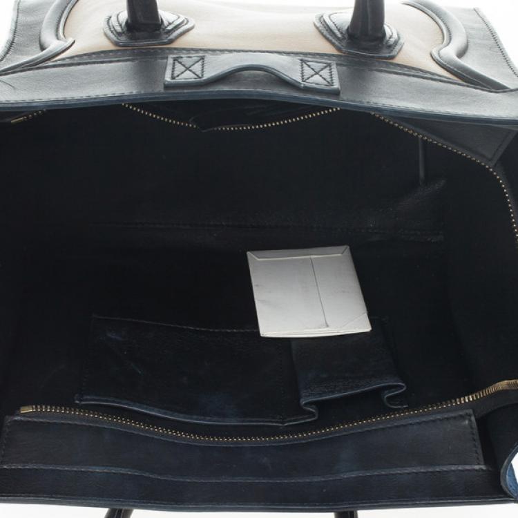 Pre Owned Celine Tricolor Mini Luggage Leather and Suede Tote 