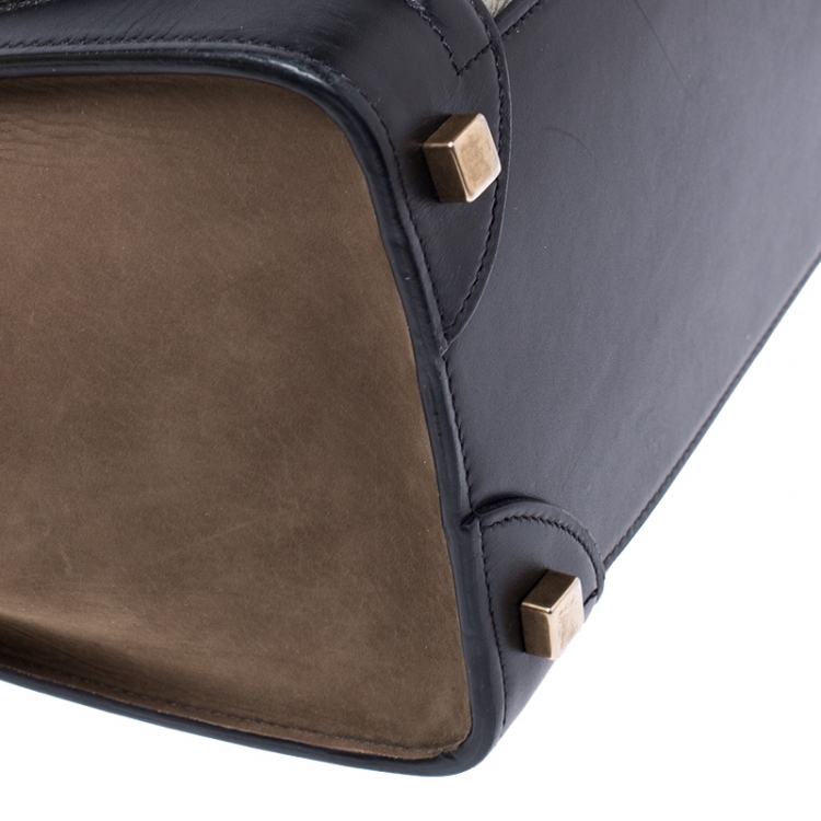 Pre Owned Celine Tri Color Leather and Nubuck Micro Luggage Tote