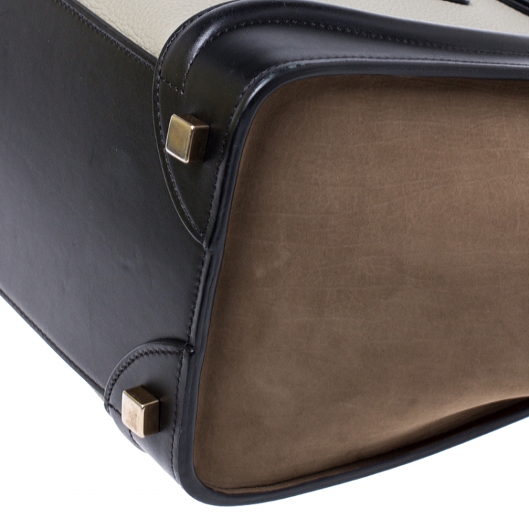 Pre Owned Celine Tri Color Leather and Nubuck Micro Luggage Tote