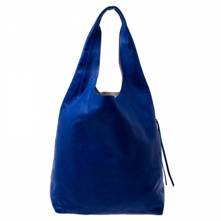Pre Owned Celine Royal Blue Leather Cabas Hobo
