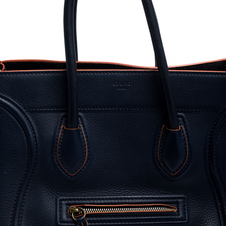 Pre Owned Celine Navy Blue Leather Medium Phantom Luggage Tote 