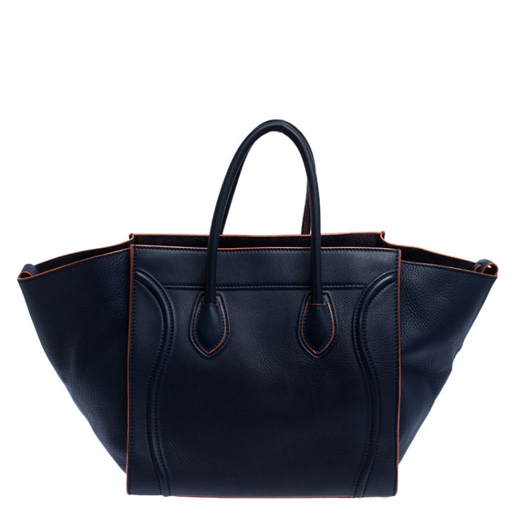 Pre Owned Celine Navy Blue Leather Medium Phantom Luggage Tote 
