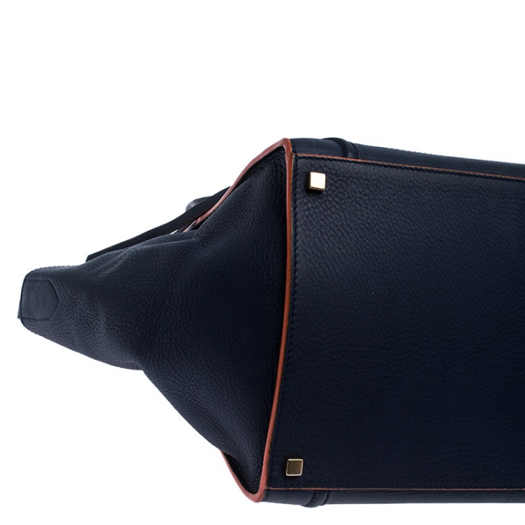 Pre Owned Celine Navy Blue Leather Medium Phantom Luggage Tote 