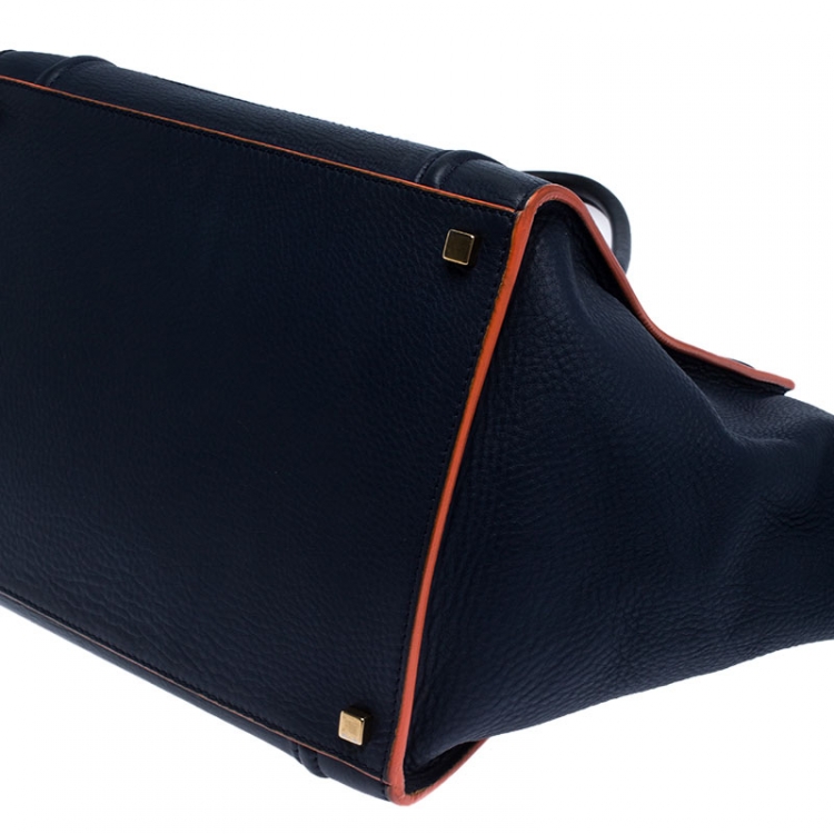 Pre Owned Celine Navy Blue Leather Medium Phantom Luggage Tote 