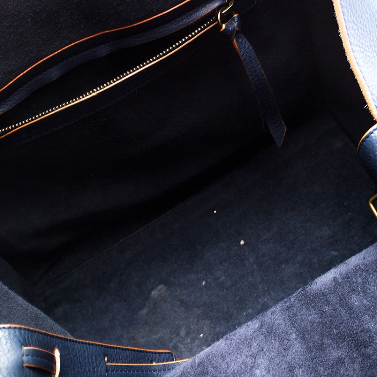 Pre Owned Celine Navy Blue Leather Medium Phantom Luggage Tote 