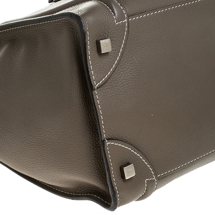 Pre Owned Celine Olive Green Leather Mini Luggage Tote