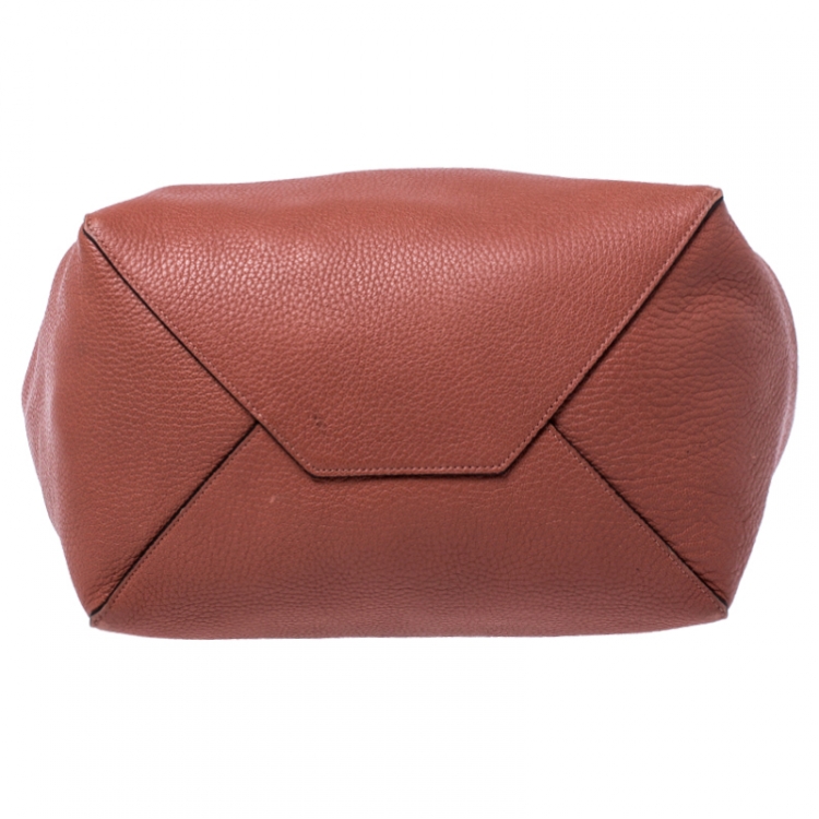 Pre Owned Celine Coral Peach Leather Phantom Cabas Shopper Tote