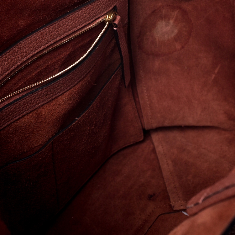 Pre Owned Celine Coral Peach Leather Phantom Cabas Shopper Tote