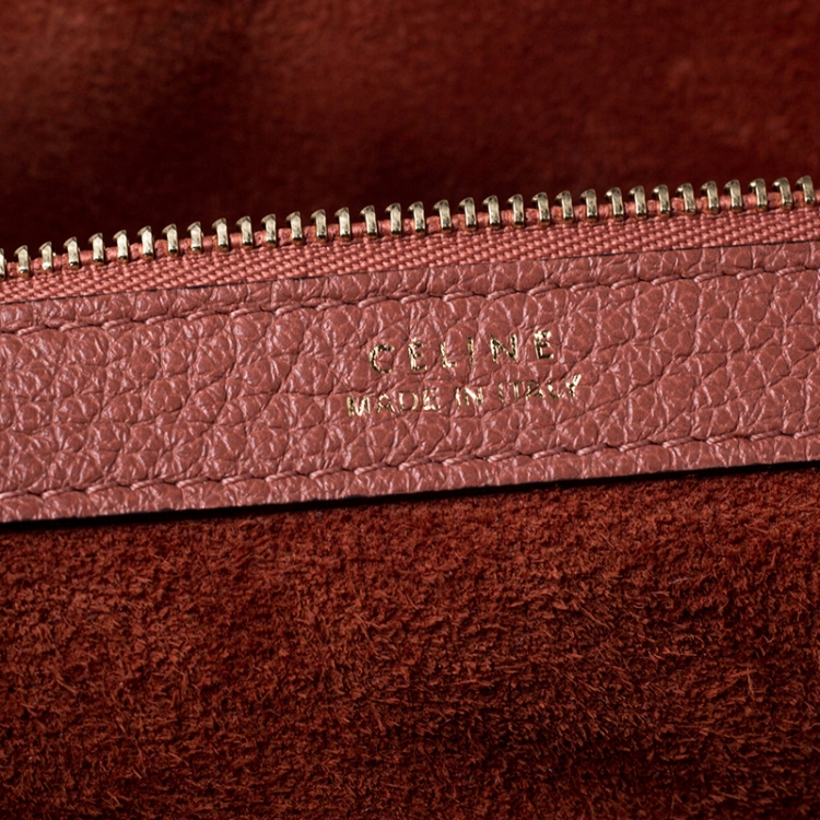 Pre Owned Celine Coral Peach Leather Phantom Cabas Shopper Tote