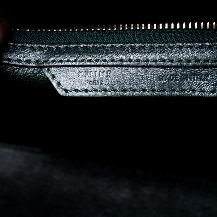 Pre Owned Celine Dark Green Leather Mini Luggage Tote
