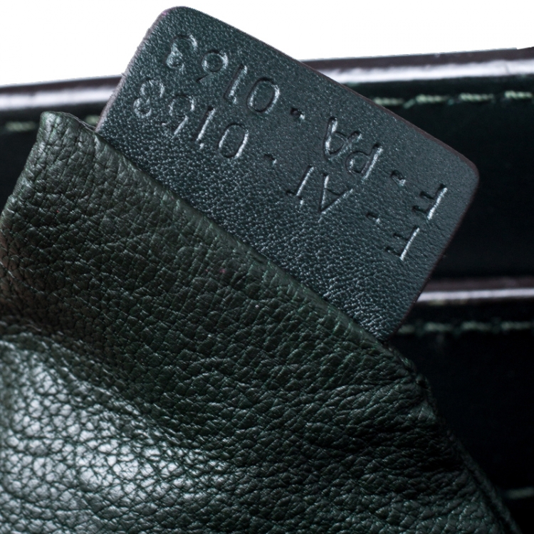 Pre Owned Celine Dark Green Leather Mini Luggage Tote