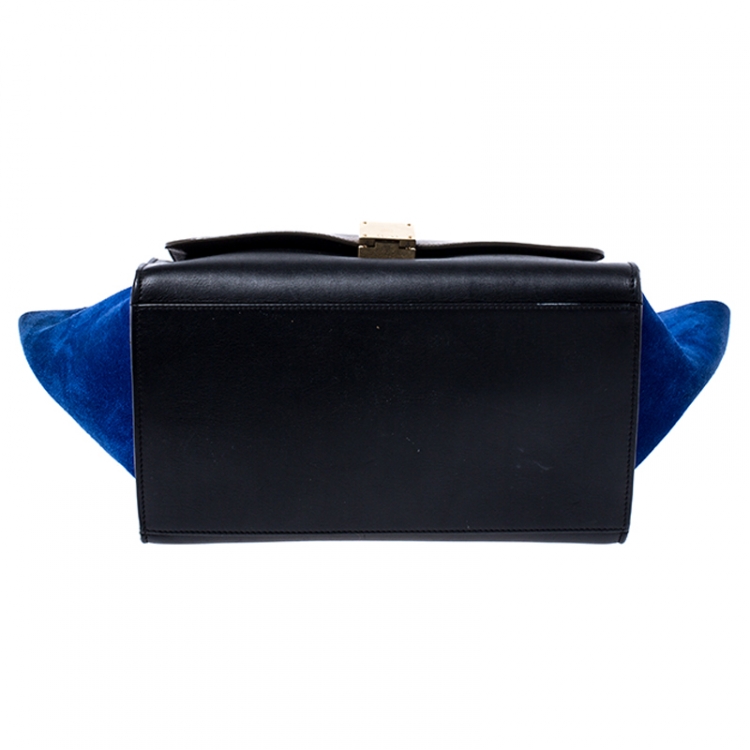Pre Owned Celine Tri Color Leather and Suede Medium Trapeze Bag