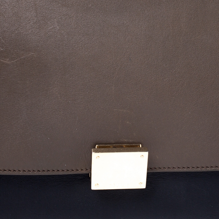 Pre Owned Celine Tri Color Leather and Suede Medium Trapeze Bag