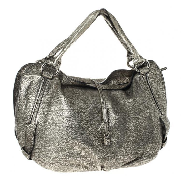 Pre Owned Celine Metallic Leather 'Bittersweet' Large Hobo Handbag