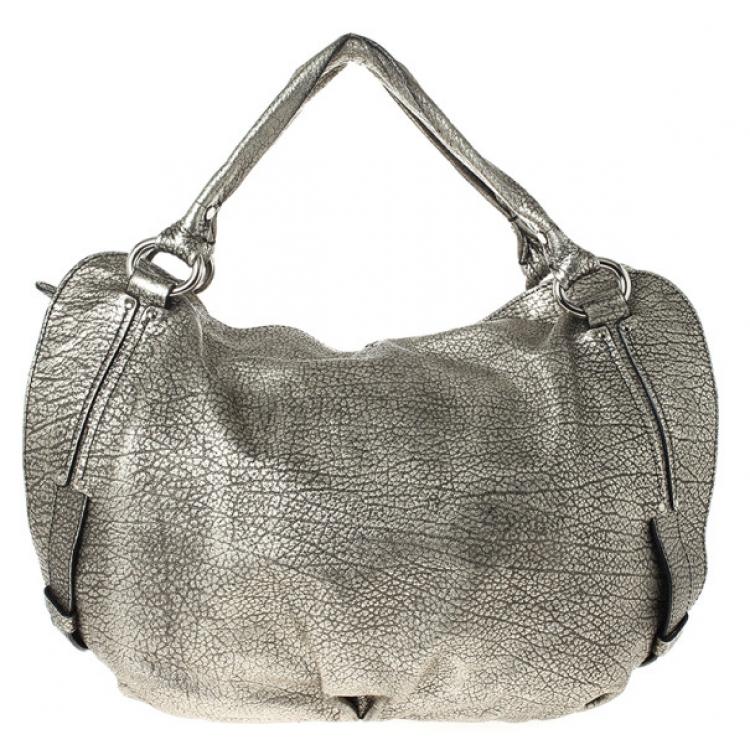 Pre Owned Celine Metallic Leather 'Bittersweet' Large Hobo Handbag