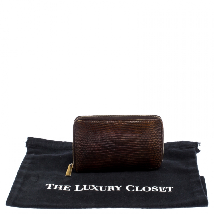 مملوكة مسبقًا Celine Brown Lizard Zip Around Wallet
