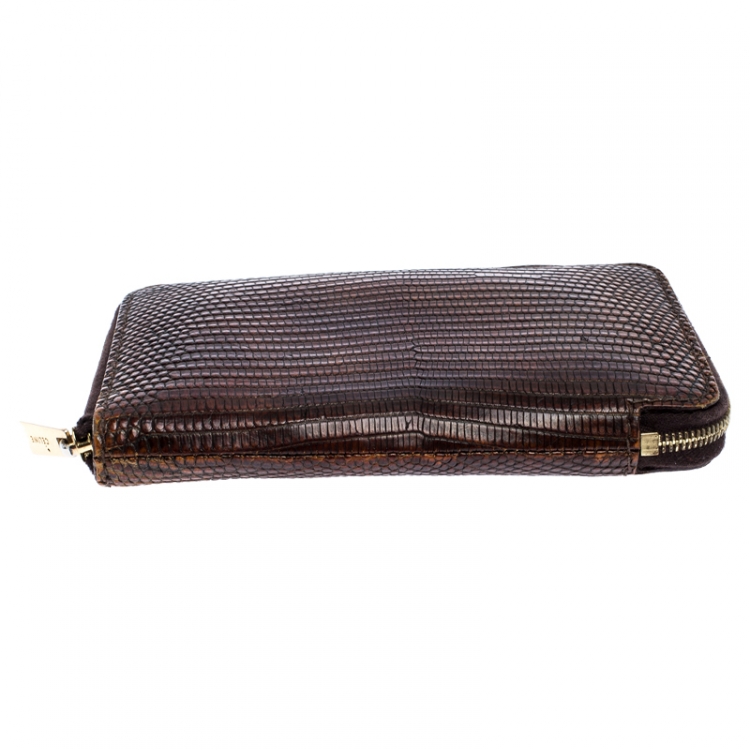 مملوكة مسبقًا Celine Brown Lizard Zip Around Wallet