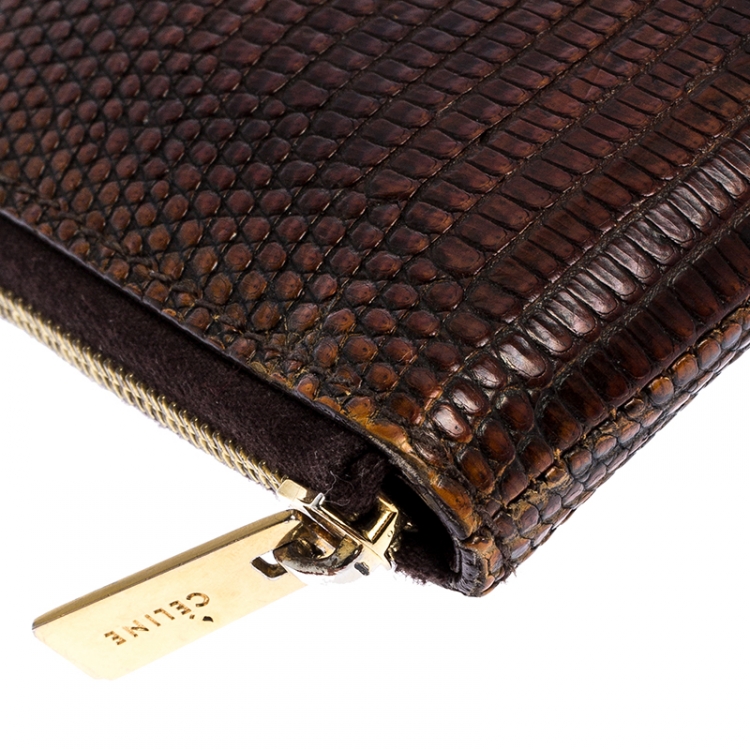 مملوكة مسبقًا Celine Brown Lizard Zip Around Wallet