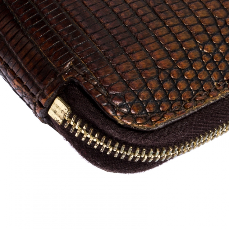 مملوكة مسبقًا Celine Brown Lizard Zip Around Wallet