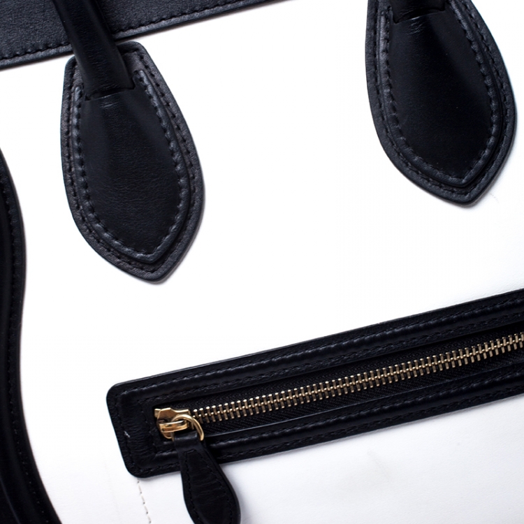 Pre Owned Celine Tricolor Leather and Nubuck Mini Luggage Tote