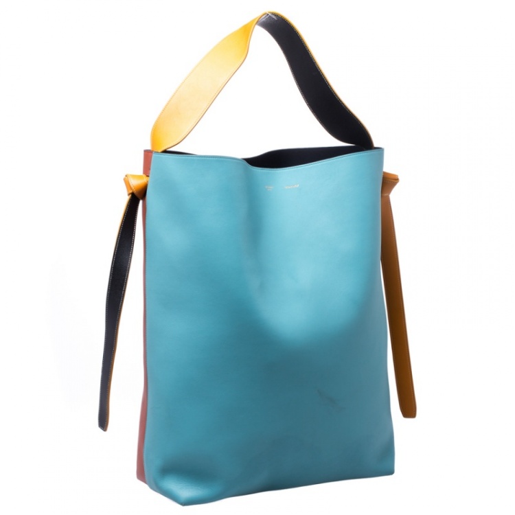 Pre Owned Celine Tricolor Leather Oversize Twisted Cabas Hobo