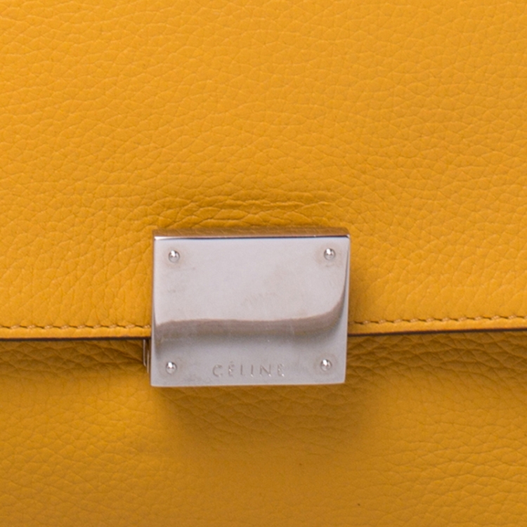 Pre Owned Celine Mustard Leather and Suede Medium Trapeze Bag