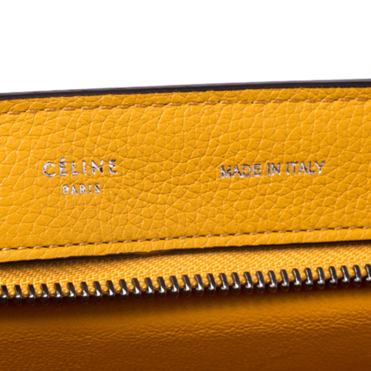 Pre Owned Celine Mustard Leather and Suede Medium Trapeze Bag