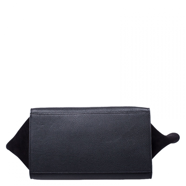 Pre Owned Celine Black Leather and Suede Small Trapeze Bag