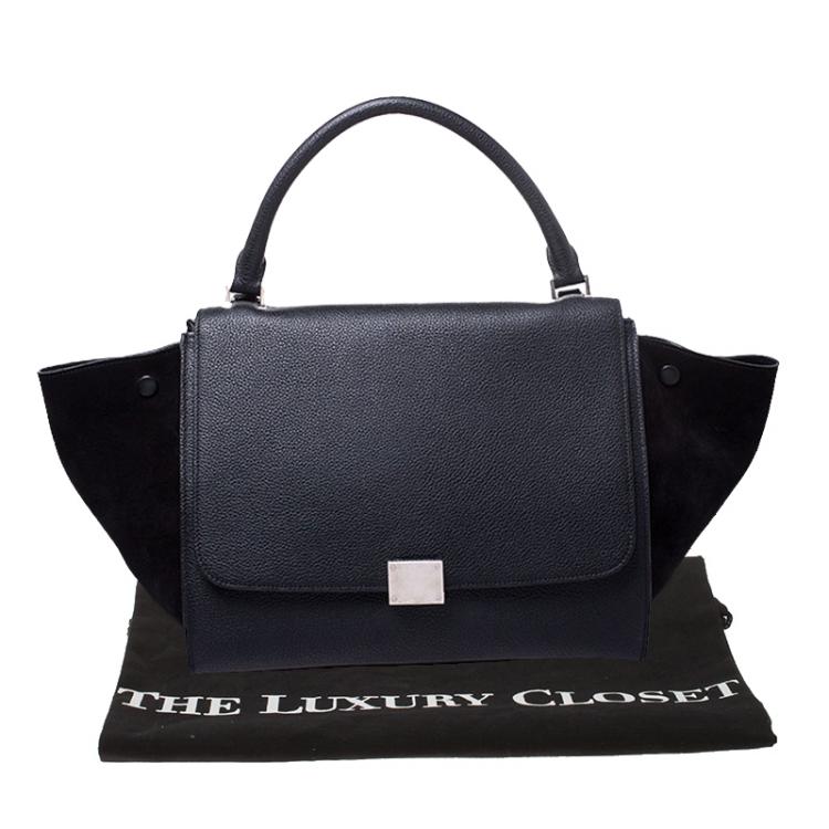 Pre Owned Celine Black Leather and Suede Small Trapeze Bag