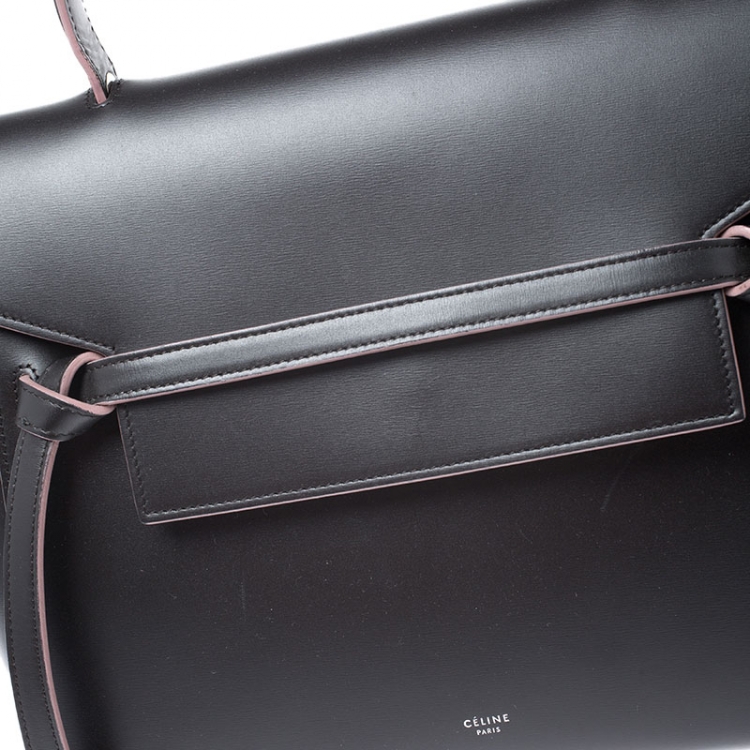 Pre Owned Celine Black Leather Flap Top Handle Bag