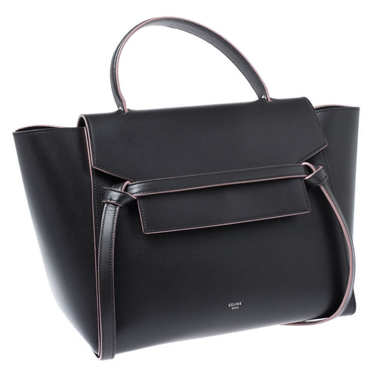 Pre Owned Celine Black Leather Flap Top Handle Bag
