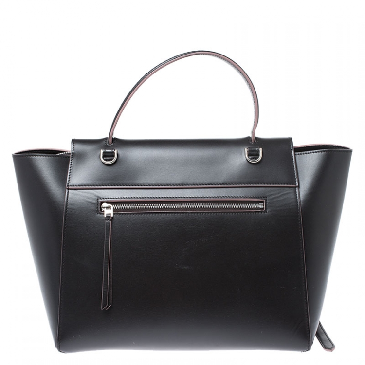 Pre Owned Celine Black Leather Flap Top Handle Bag