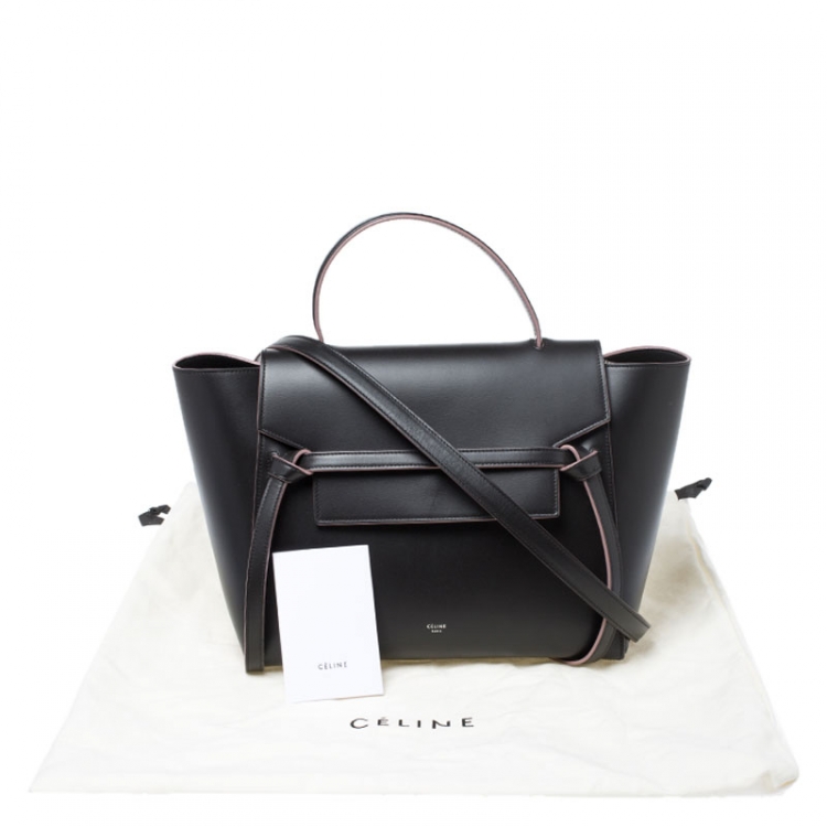Pre Owned Celine Black Leather Flap Top Handle Bag