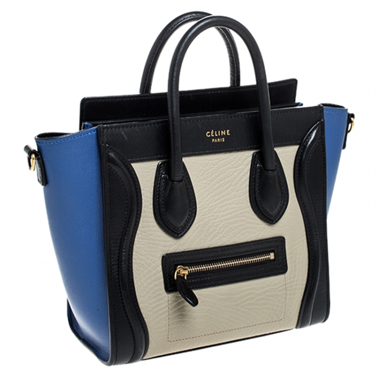 Pre Owned Celine Tricolor Leather Nano Luggage Tote