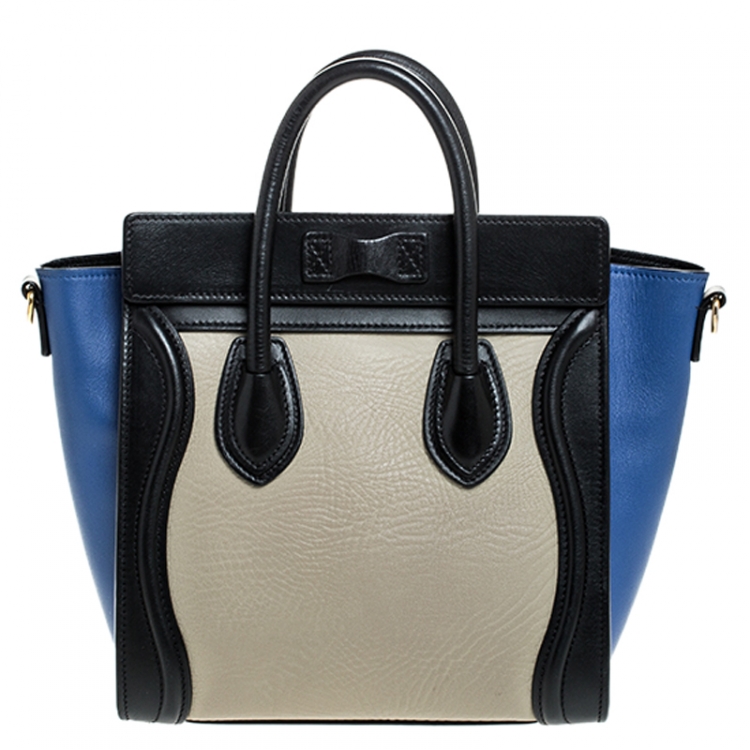 Pre Owned Celine Tricolor Leather Nano Luggage Tote