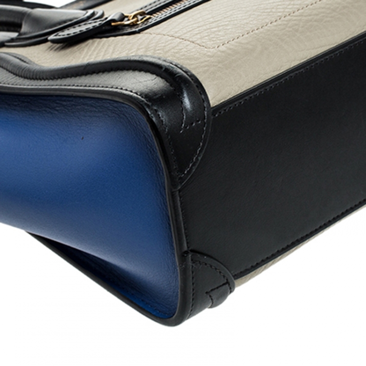 Pre Owned Celine Tricolor Leather Nano Luggage Tote