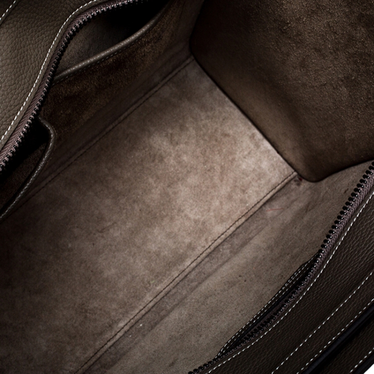Pre Owned Celine Taupe Leather Micro Luggage Tote 