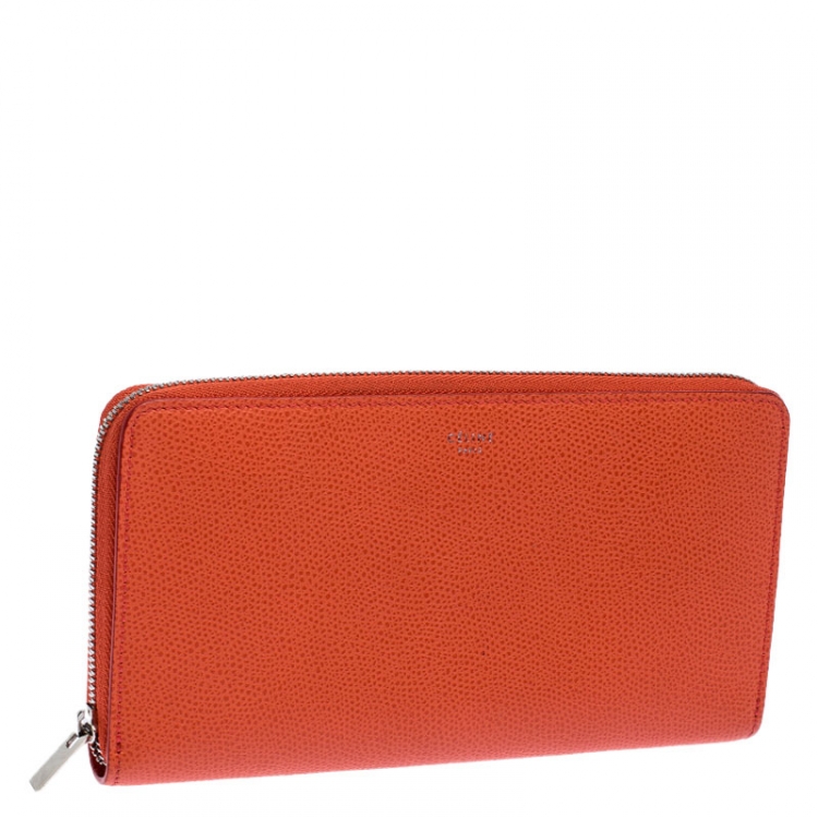 Pre Owned Celine Orange Leather Multi-Function Zip Around Wallet