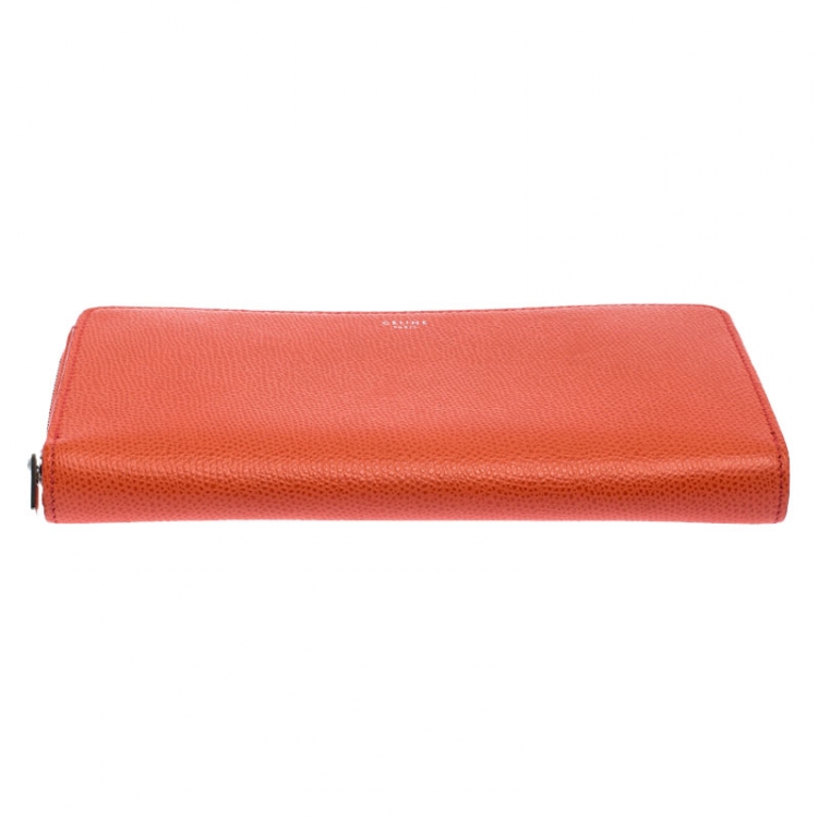 Pre Owned Celine Orange Leather Multi-Function Zip Around Wallet