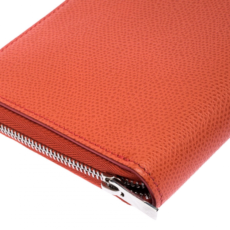 Pre Owned Celine Orange Leather Multi-Function Zip Around Wallet
