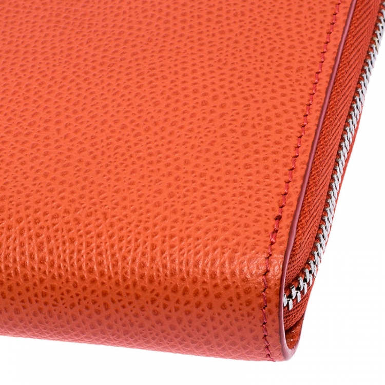 Pre Owned Celine Orange Leather Multi-Function Zip Around Wallet