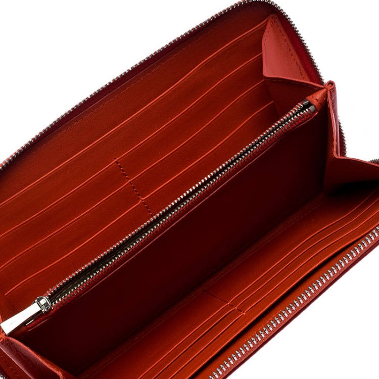 Pre Owned Celine Orange Leather Multi-Function Zip Around Wallet