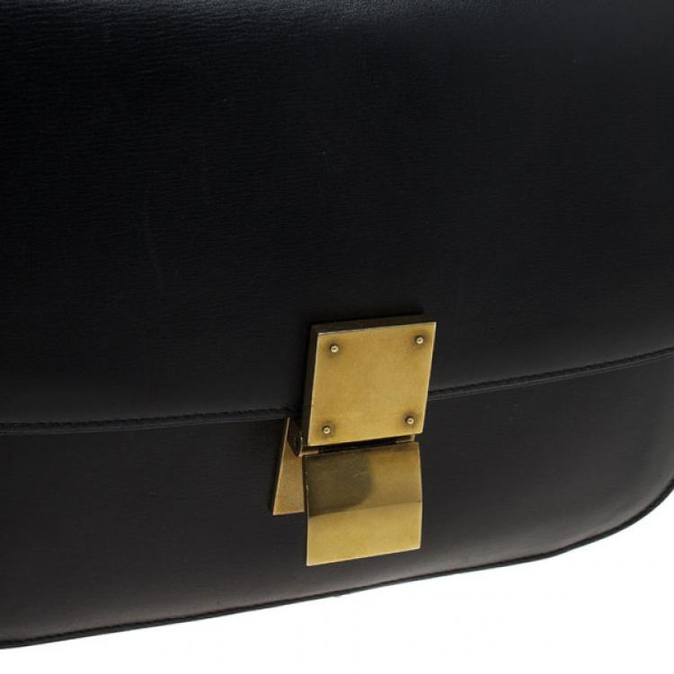 Pre Owned Celine Black Leather Medium Box Shoulder Bag