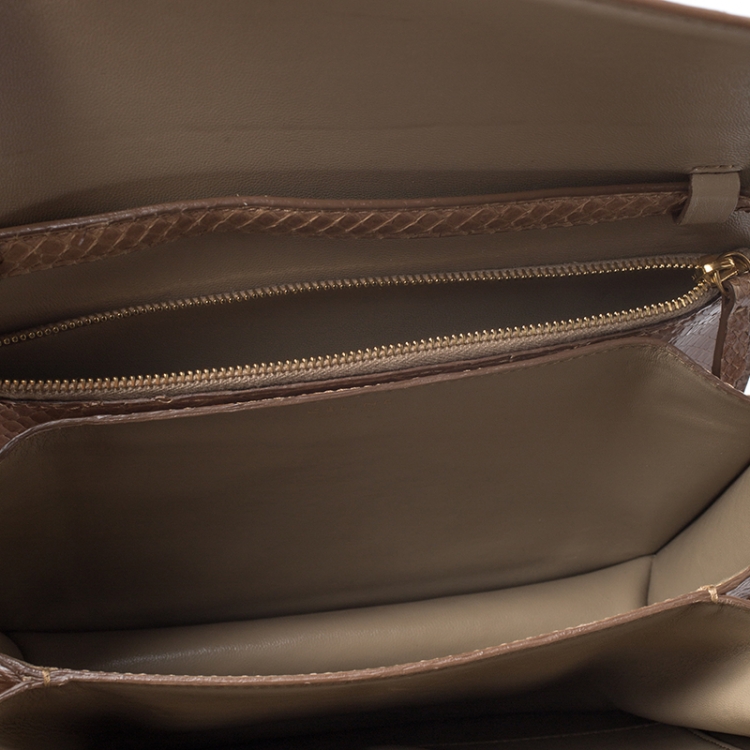 Pre Owned Celine Beige Python Medium Classic Box Shoulder Bag