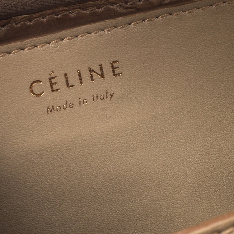 Pre Owned Celine Beige Python Medium Classic Box Shoulder Bag