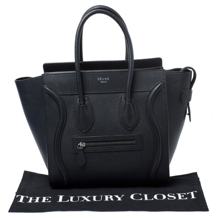 Pre Owned Celine Black Leather Micro Luggage Tote