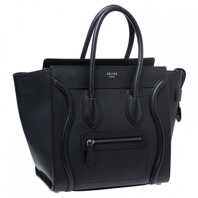 Pre Owned Celine Black Leather Micro Luggage Tote