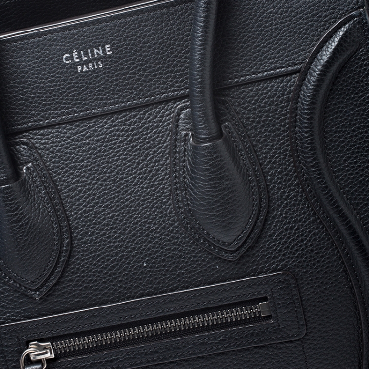 Pre Owned Celine Black Leather Micro Luggage Tote